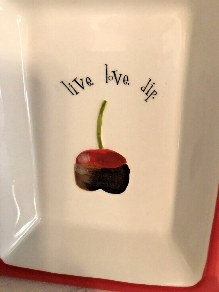 Oneida Ceramic Chocolate Dipped 4 Section Server 18" X 6" Tray