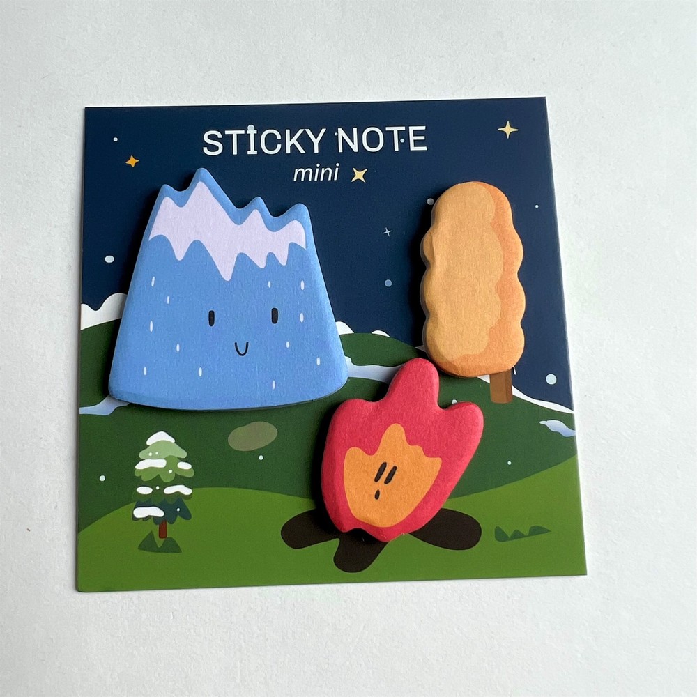 Camping Mini Sticky Note Pads Mountain Campfire Tree School Lunch Notes
