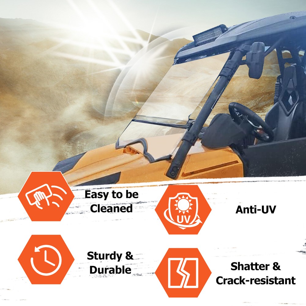 For Can-Am Scratch Resistant Full Flip Windshield 11-20 Commander 800/1000/Max
