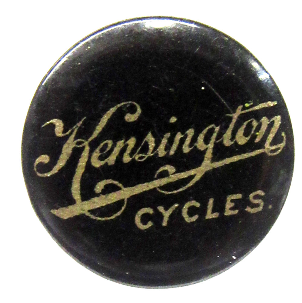 bicycle 1890's KENSINGTON CYCLES collar lapel stud button ^