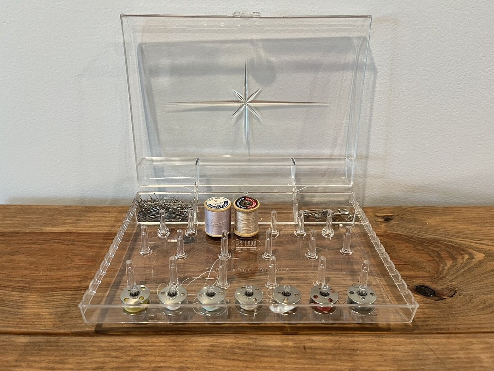 MCM Dritz Spool Box No 786 Starburst Acrylic Clear Sewing Box