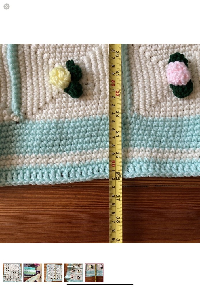Vintage Rosebud handmade knitted pastel blanket throw