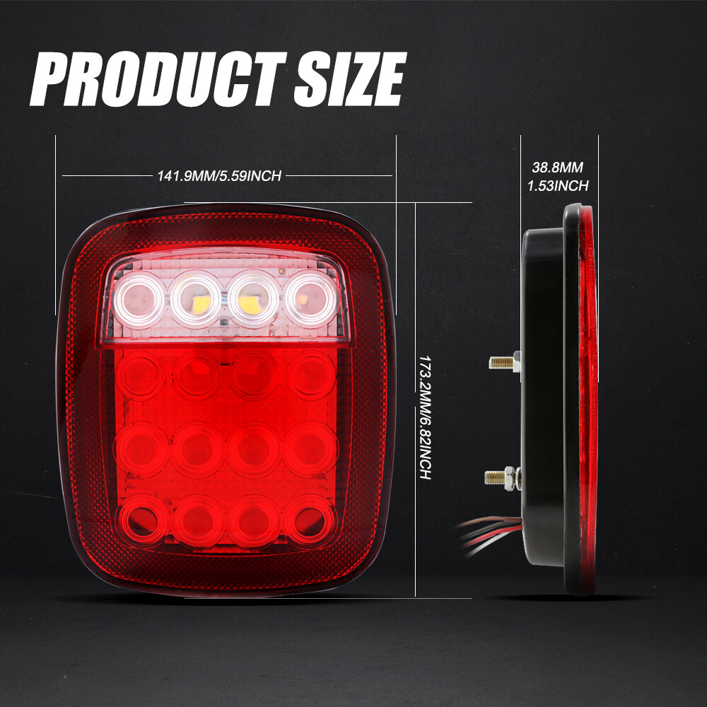 Universal LED Trailer Tail Lights Brake Turn Signal Reverse Running Back Up Stop