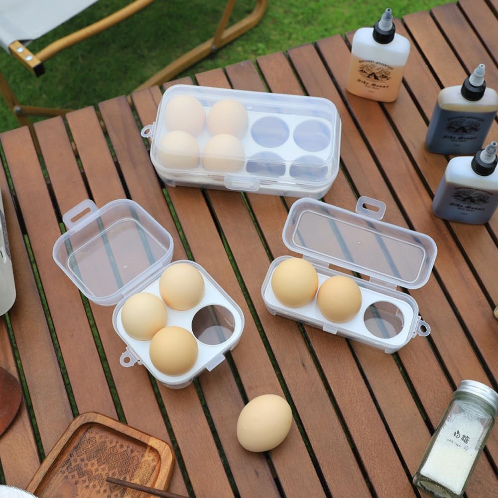 SquEqu 2 Pack Camping Egg Carrier 3 Grids Storage Container Portable Clear