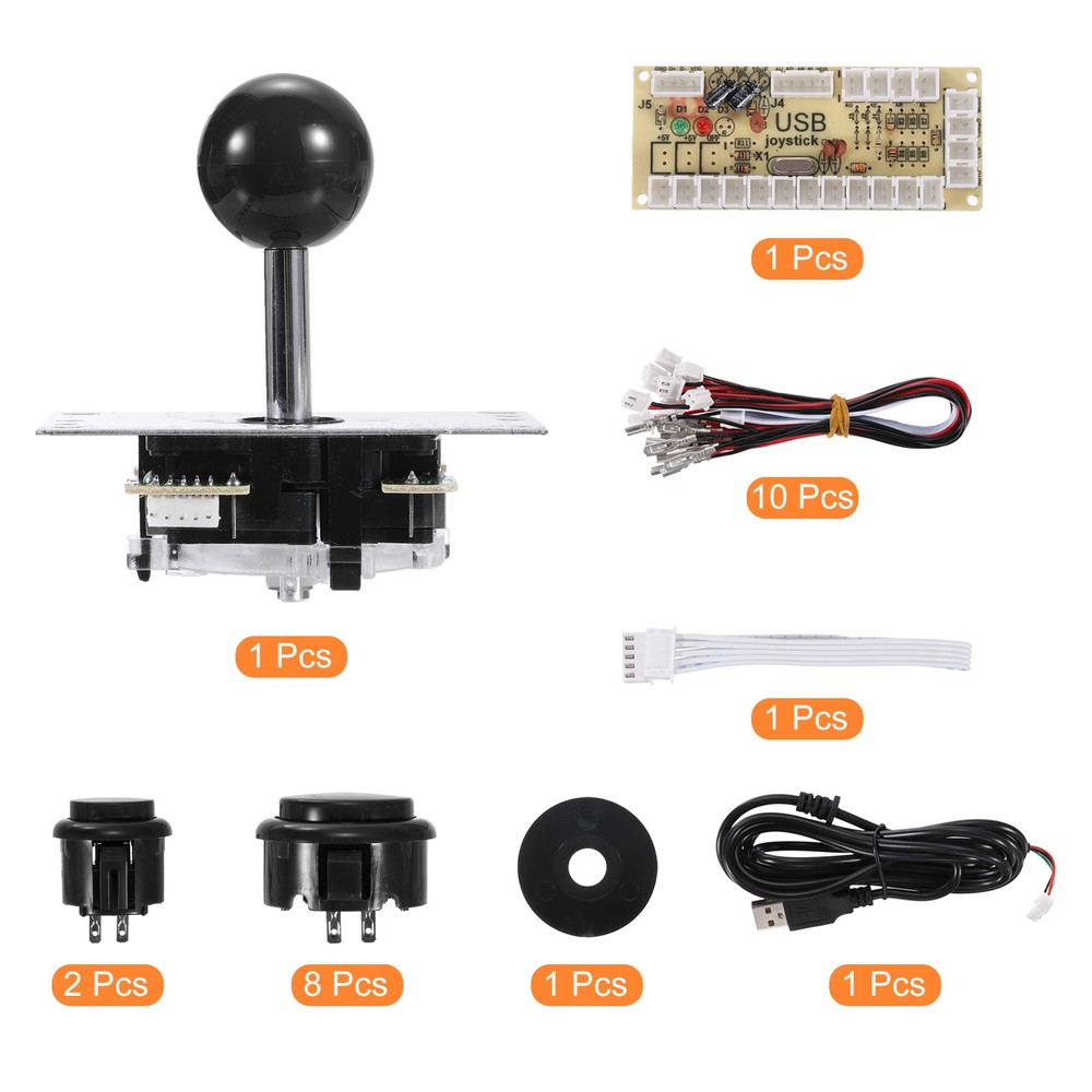DIY PC Joystick Kit ABS 5 Pin for PC Classic Arcade Black