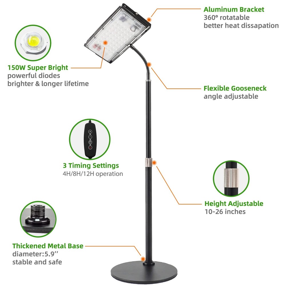 LBW Grow Light for Indoor Plants, Full one-head timer, Medium-One Head Timer