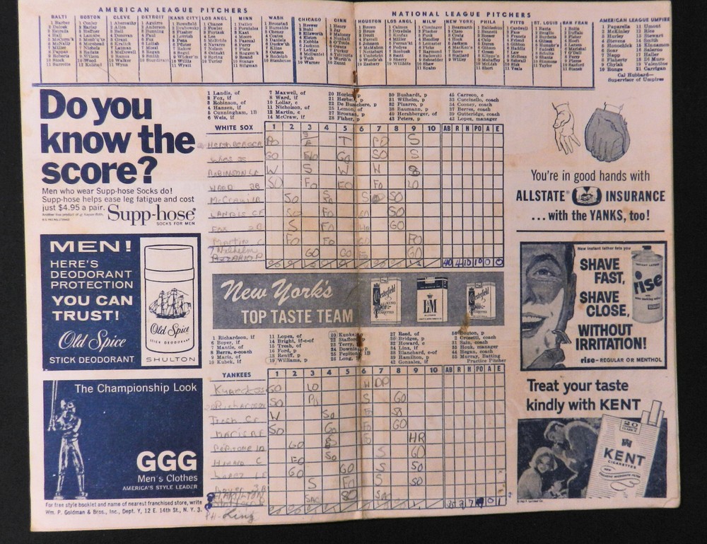 1963 New York Yankees Baseball Program Scorebook