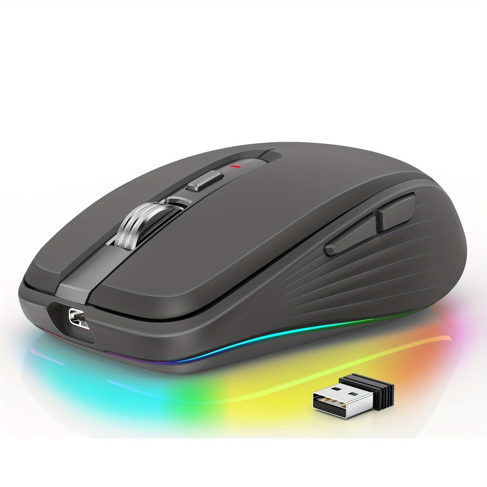 Wireless Bluetooth Mouse Dual Mode Rechargeable Optical Silent Ergonomic Mouse