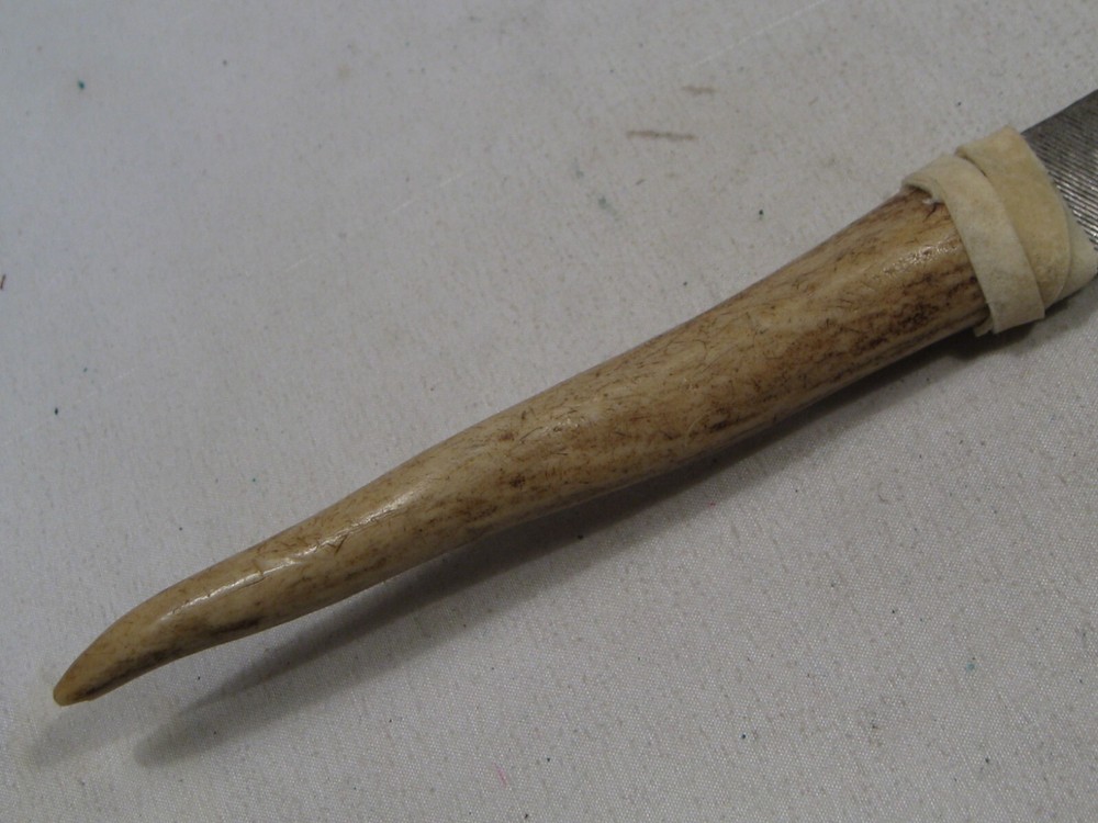 Custom Handmade Antler Handle Fixed Blade Knife & Sheath. #21