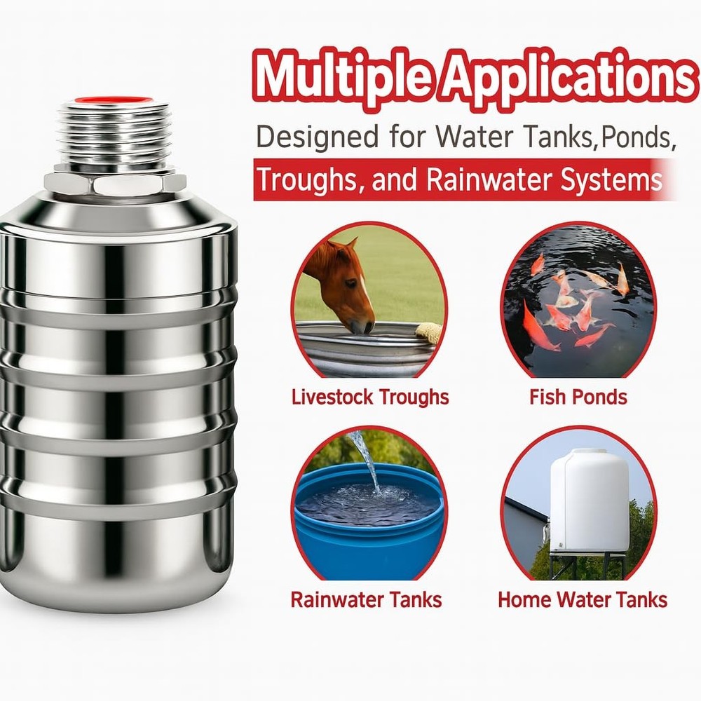 Automatic Float Valve for Water Tank, 2 Pack Stainless Steel Tank Float Valve...