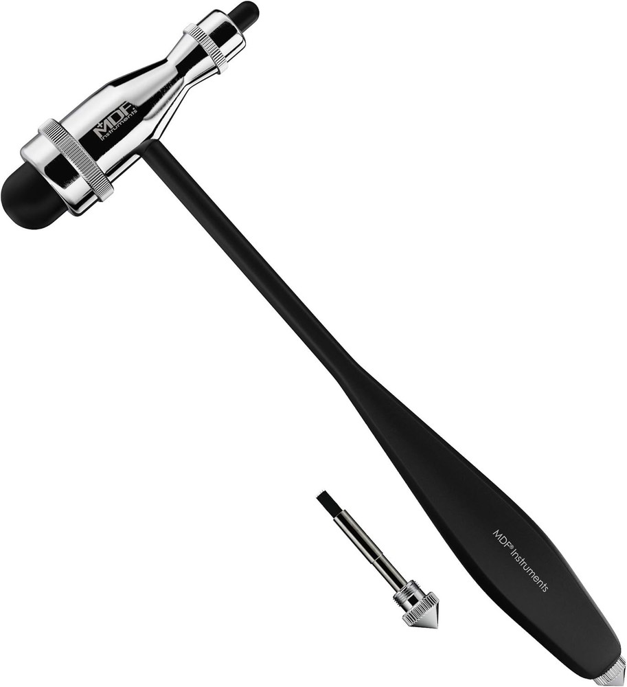 Ergonomic Tromner Reflex Hammer with Built-In Brush for Accurate Testing - Black