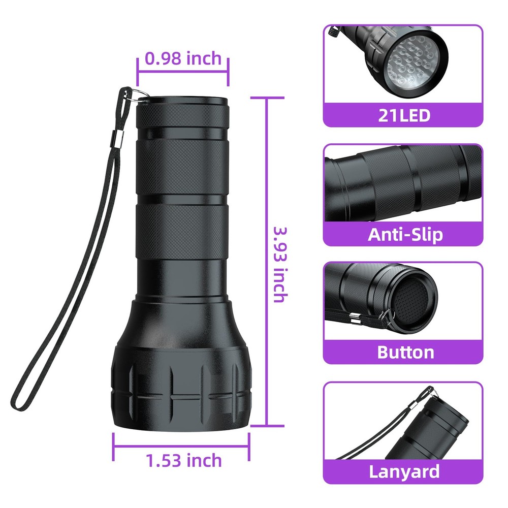 AC Leak Detector Kit with UV Light & Oil Dye Includes Protective Glasses