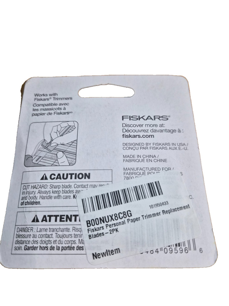 Fiskars Paper Trimmer Replacement Blades 2/Pkg Type G New In Package