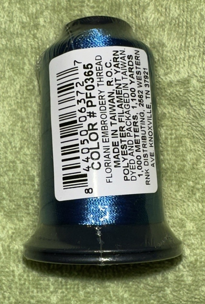 Floriani Embroidery Thread PF365 Blue Polyester 1,100 Yards NOS