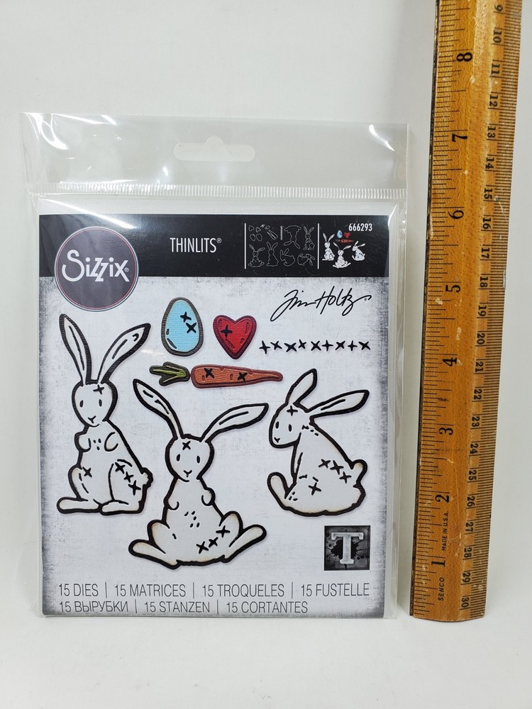 TH1 Sizzix Tim Holtz Thinlits Bunny Stitch Easter Rabbit Bunnies Dies 666293