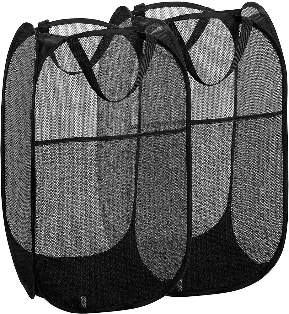 2 Packs Collapsible Pop up Laundry Bag Foldable Hamper Large Mesh Clothes Basket