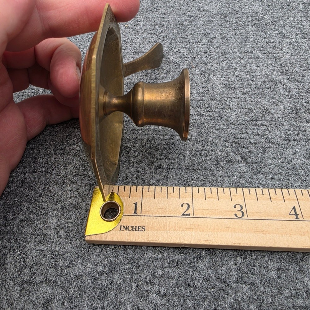 Vintage Heavy Solid Brass Chamberstick Candle Holder Octagonal Base Finger Loop