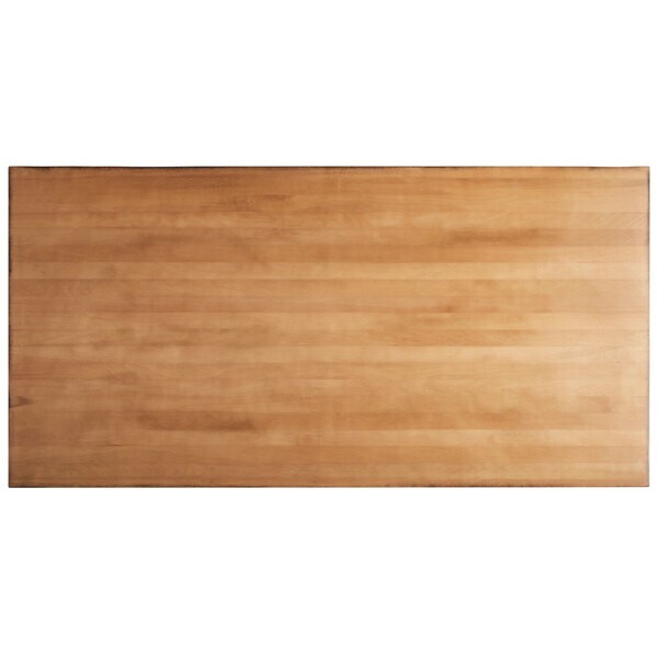 30" x 60" Rectangular Solid Wood Live Edge Restaurant Table Top in Natural Wood