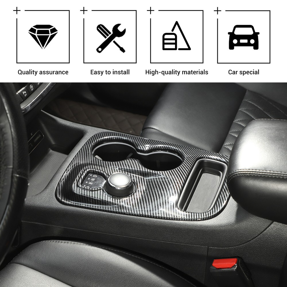 Center Console Gear Shift Cover Trim Panel Decor for Dodge Durango Carbon Fiber