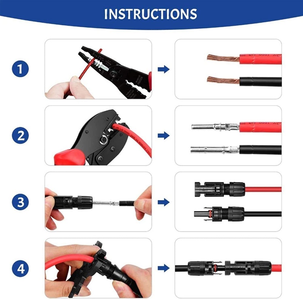 6/12Pairs Solar Panel Wire Cable Connectors Crimper PV Crimping Pliers Tools Set