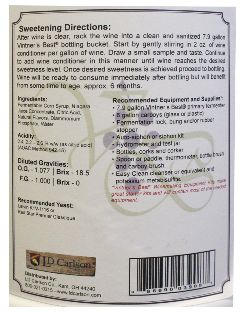 Vintner's Best Niagara Fruit Wine Base-128 oz. Jug