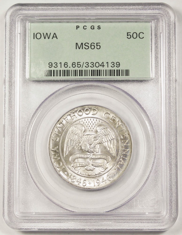 1946 Iowa Commemorative Half Dollar 50 Cent Silver Coin PCGS MS65 OGH