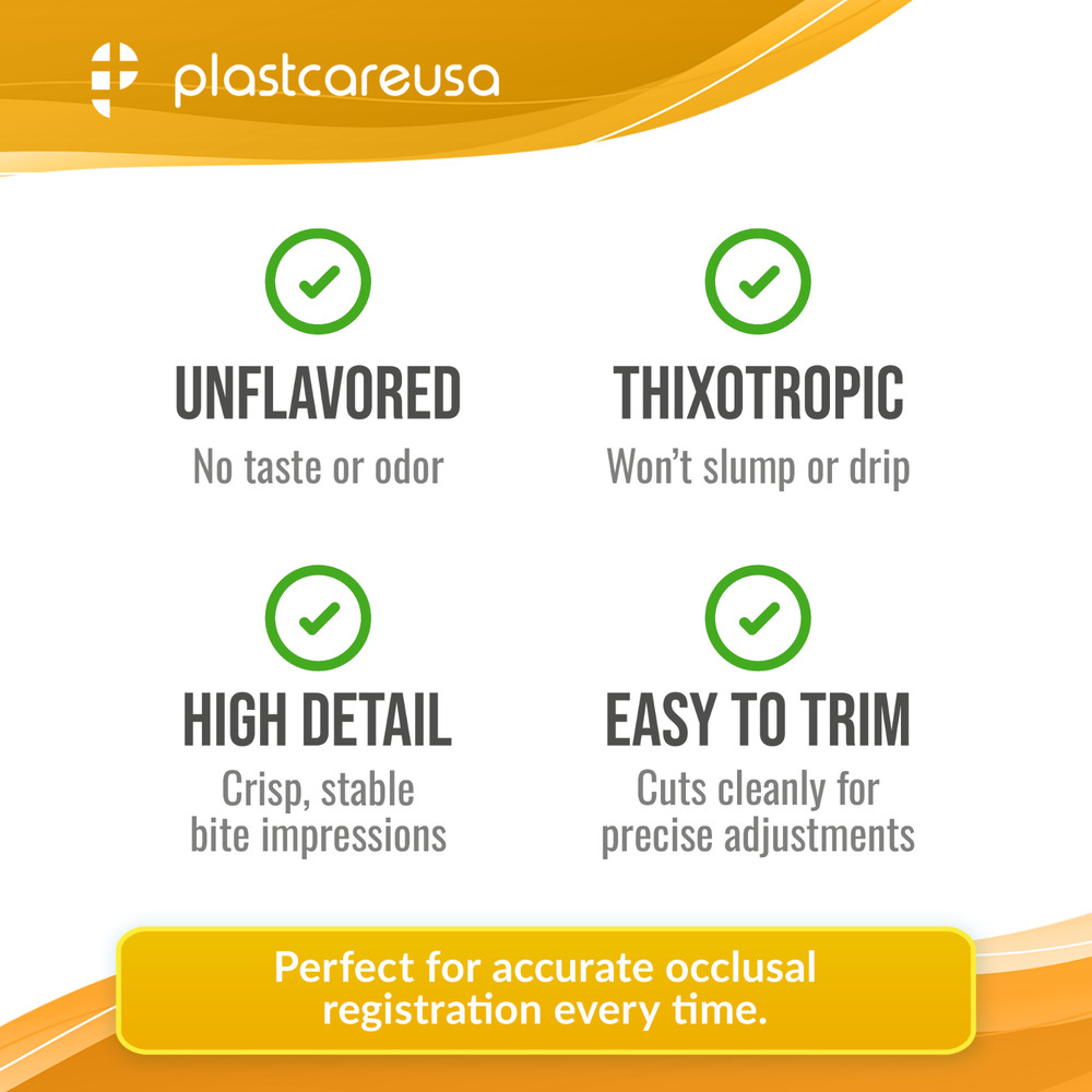 VPS Unflavored Bite Registration Material – Fast Set, 4 x 50ml + 8 Mixing Tips