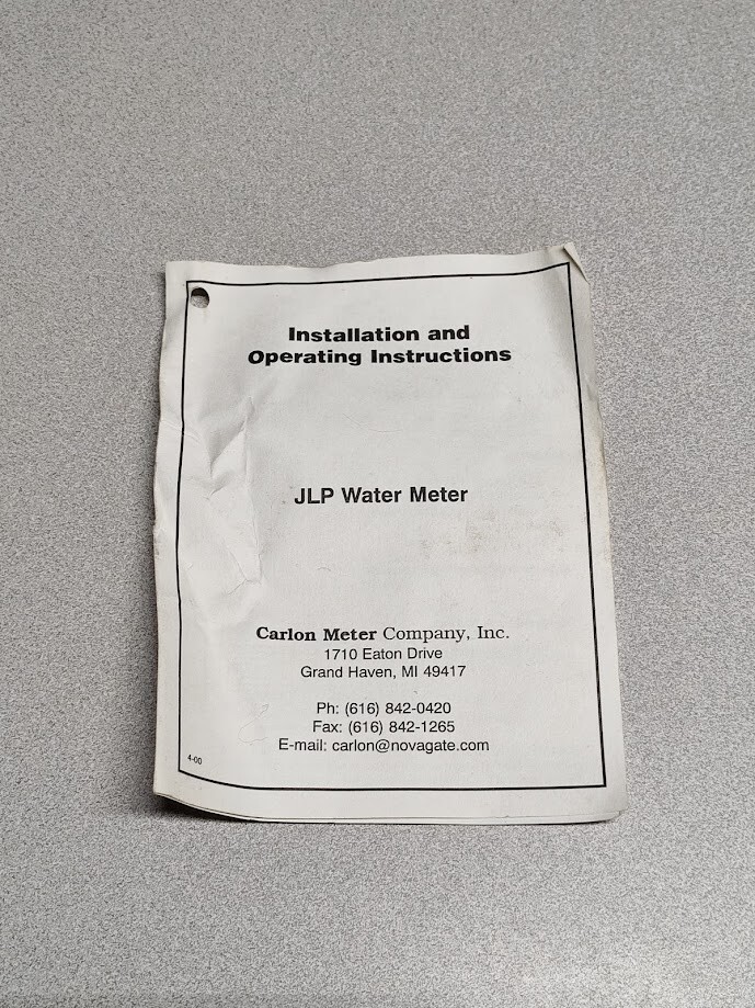 Carlon 62JLP Plastic Water Meter