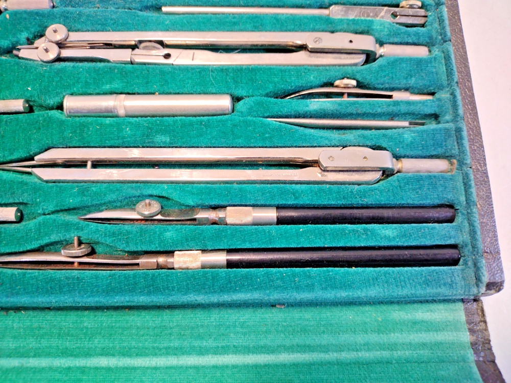 Vintage Tower Precision Germany Drafting Protractor Set with Case 5105-1801