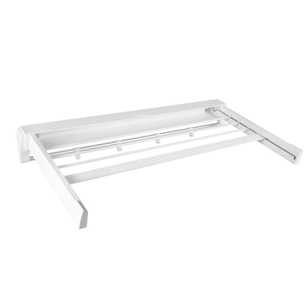 Wall-mount Laundry Clothes Storage Drying Rack White Retractable Dryer Hanger