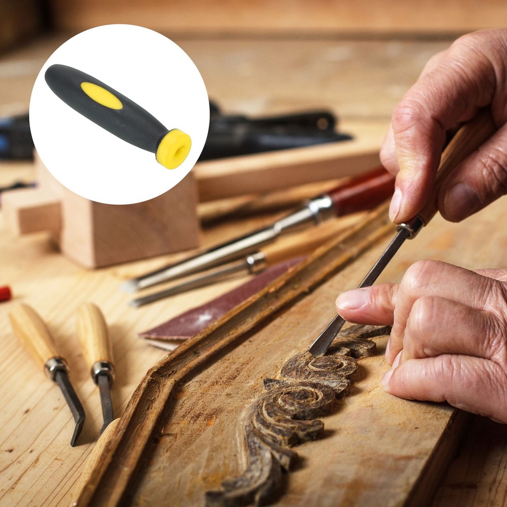 10Pcs 2" Rubber File Handle File Tool Handle for 0.12" File Black Yellow