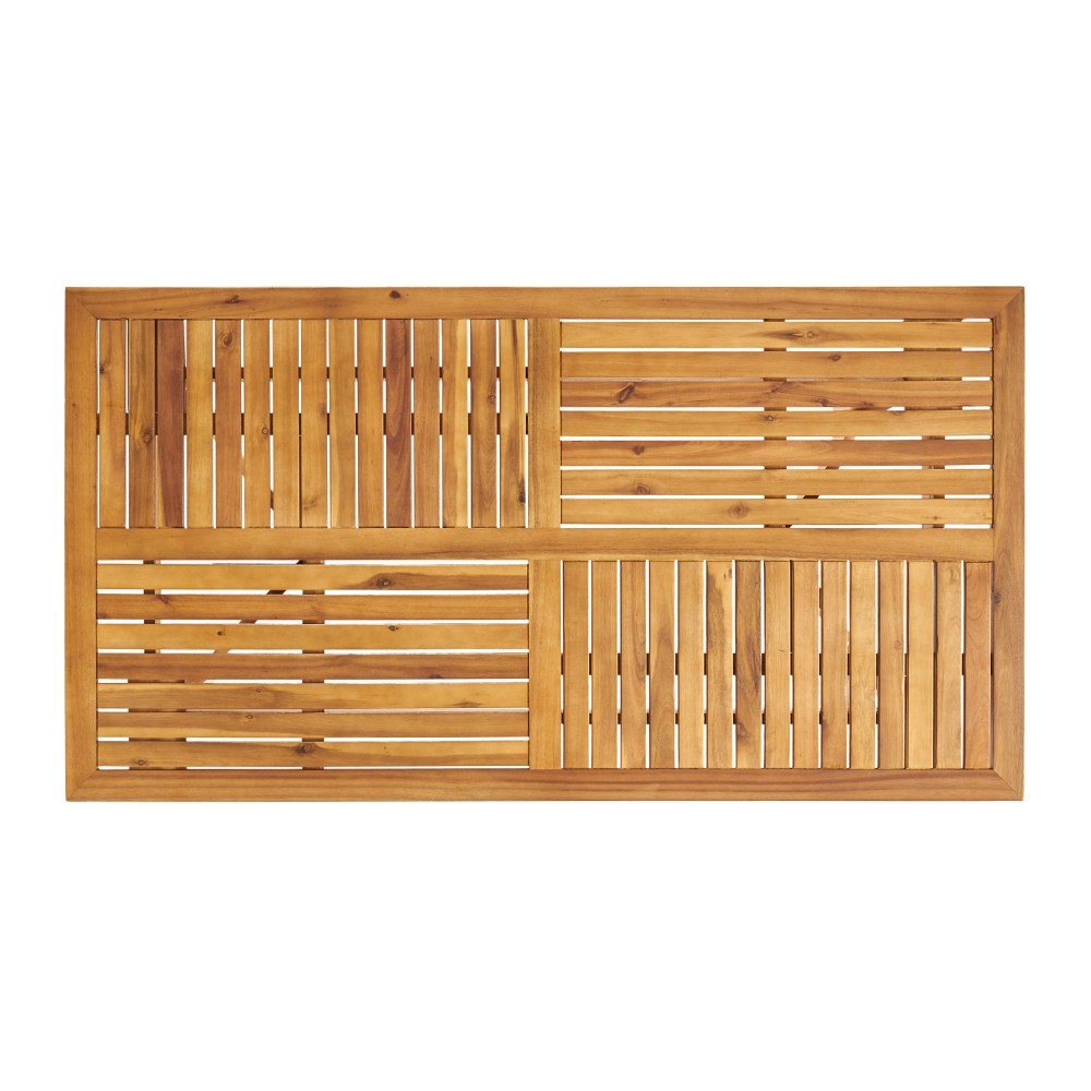 Rectangular Acacia Wood Dining Table 59" Outdoor, Teak Finish, Water Resistant