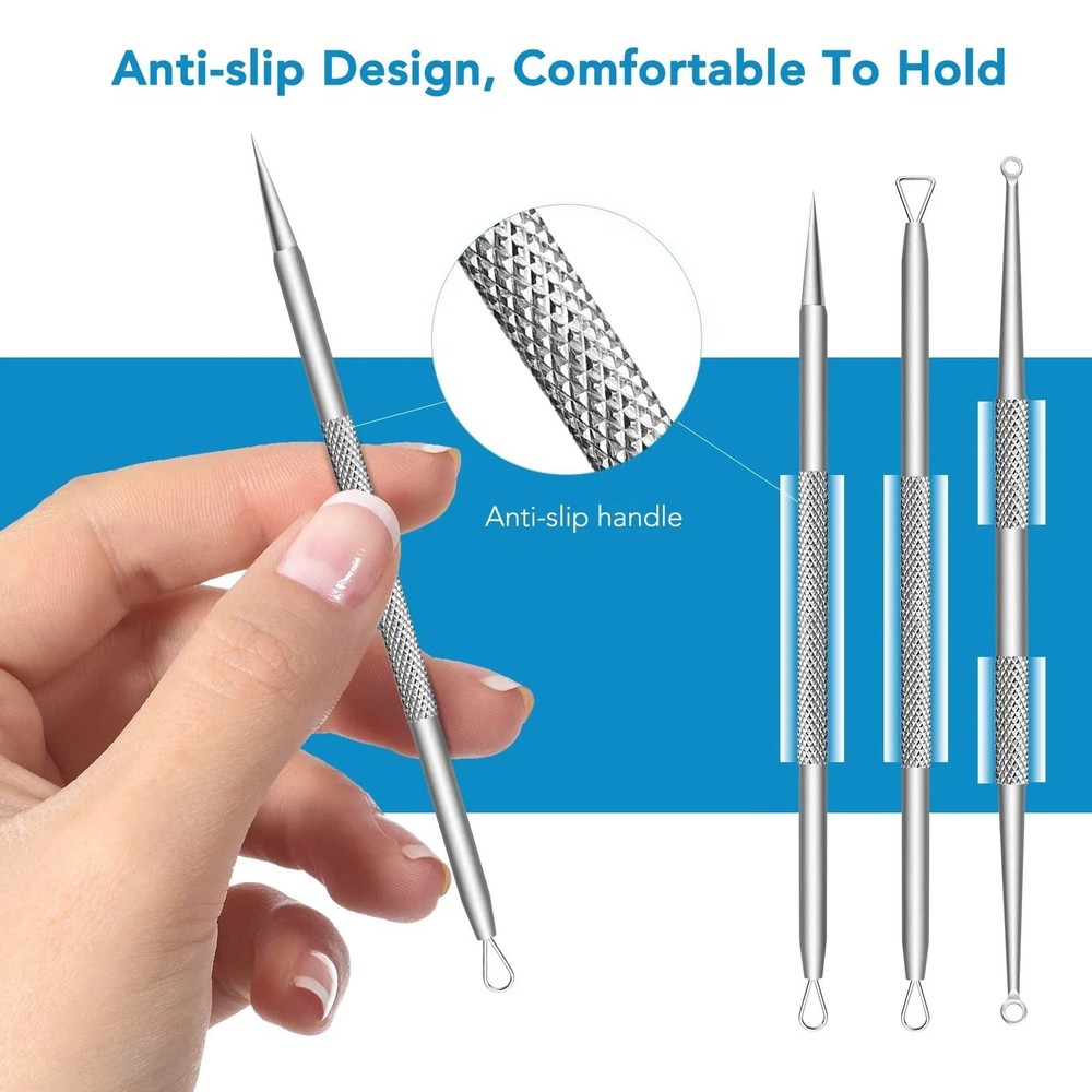 15PCS FULL Set Blackhead Remover Comedone Extractor Cleaning More Tools Set Kit