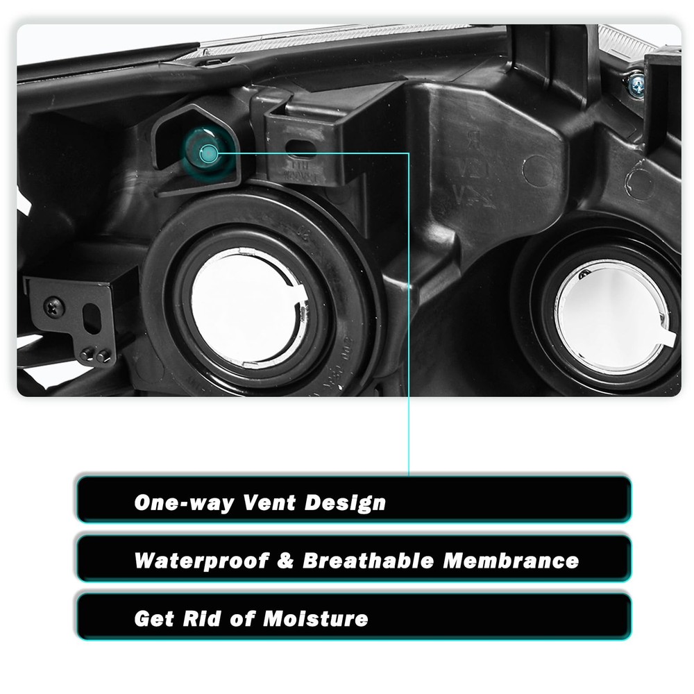 2009-2014 Murano Black Halogen Projector Headlight Assembly LH RH