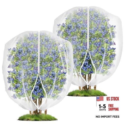 2PCS 4 x 5 ft Fruit Tree Netting Cover with Zipper and 5 x 4FT/2Pack