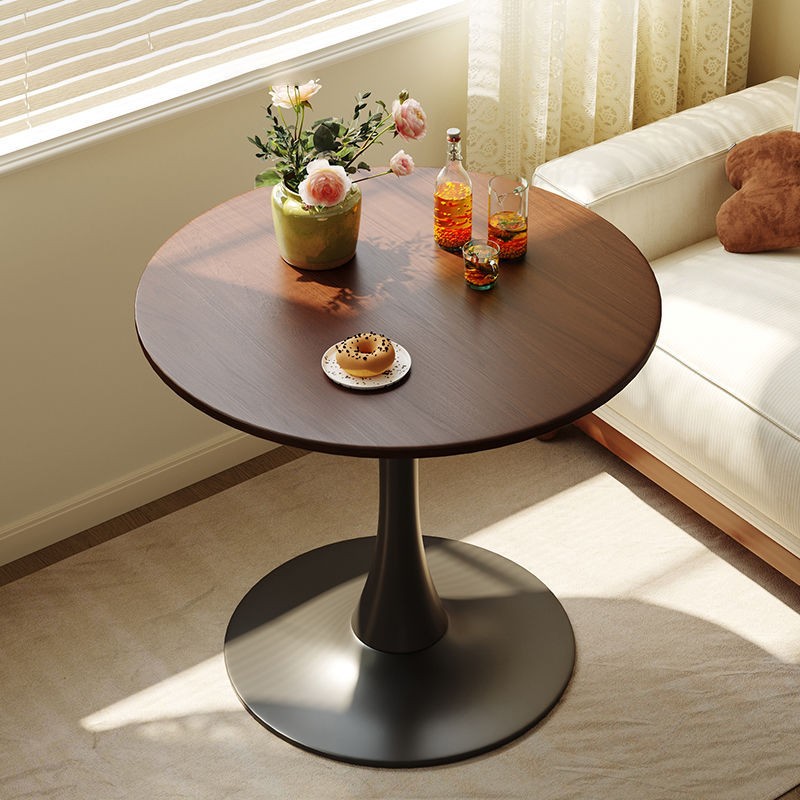 Walnut Round Table, Modern Dining Table, Dining Table, MDF Top and Steel Base