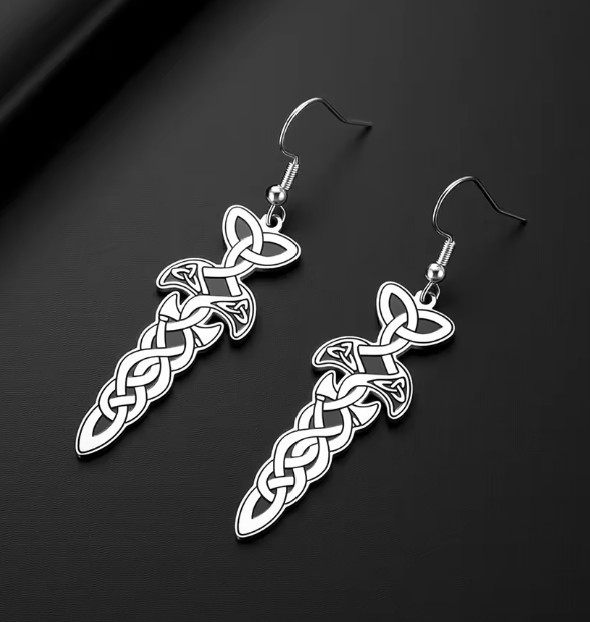 Celtic Sword Earrings in Stainless Steel