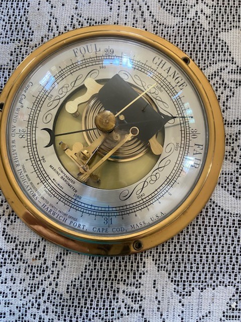 Brass Cape Cod compensated Marine barometer wind and weather indicators