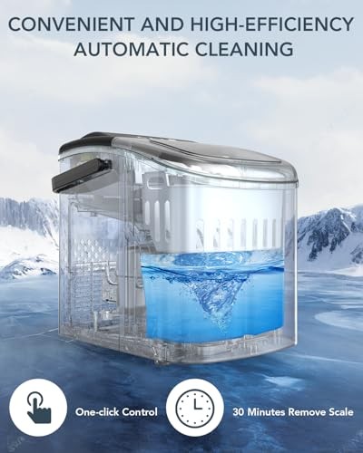 Ice Maker Countertop, Efficient Easy Carry Ice Machine, Self 26LBS/DAY BLACK