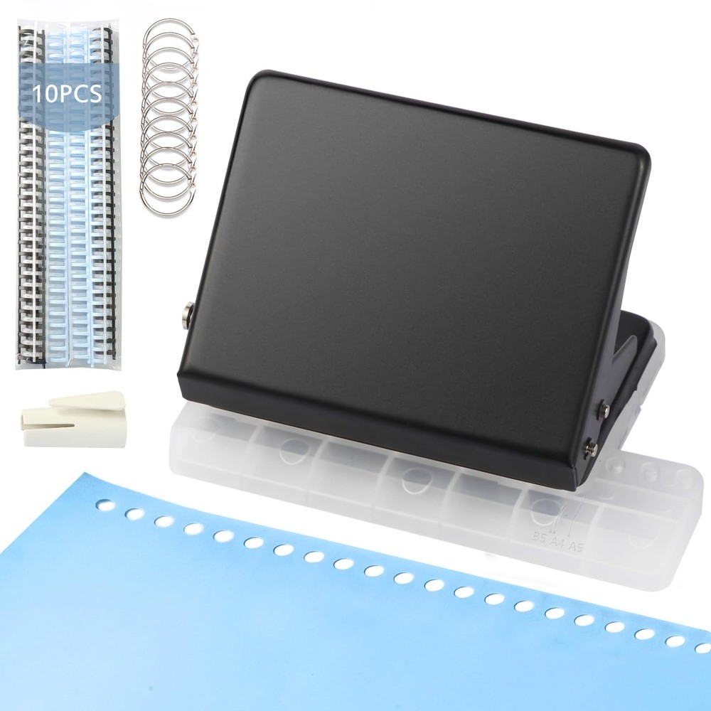 10 Hole Punch Binding Machine for Planner, Metal Binder Machine Kit with 10Pc...