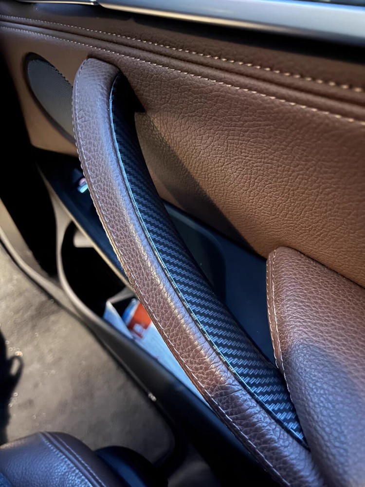 3PCS Carbon Fiber Inner Door Handle Pull Cover For 2007-13 BMW X5 X6 E70 E71 E72