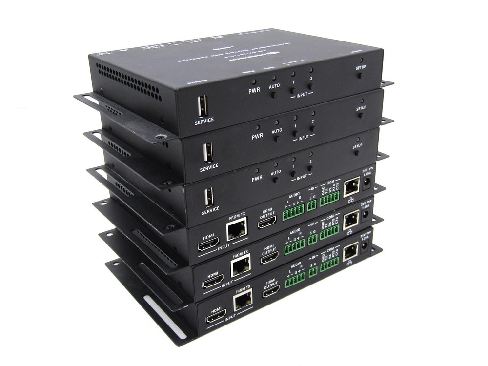 6x Crestron HD-RX-201-C-E Multiformat Switch and Receivers