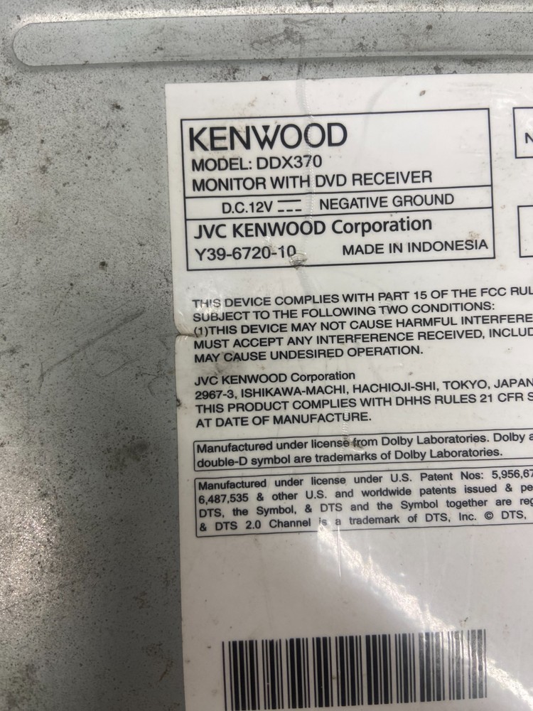 kenwood ddx370 DVD head unit