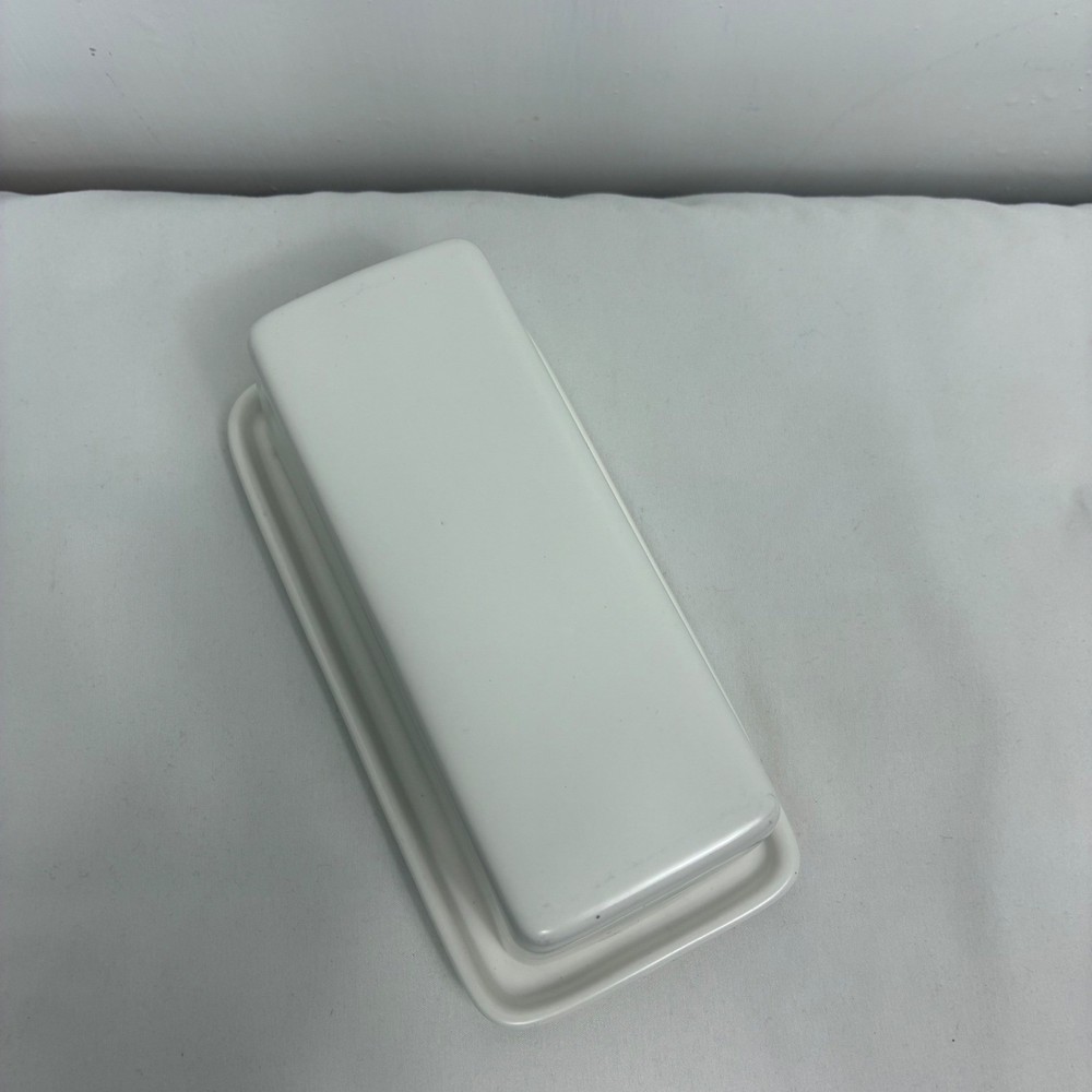 Threshold White Stoneware Butter Dish with Lid Rectangular Minimalist Modern