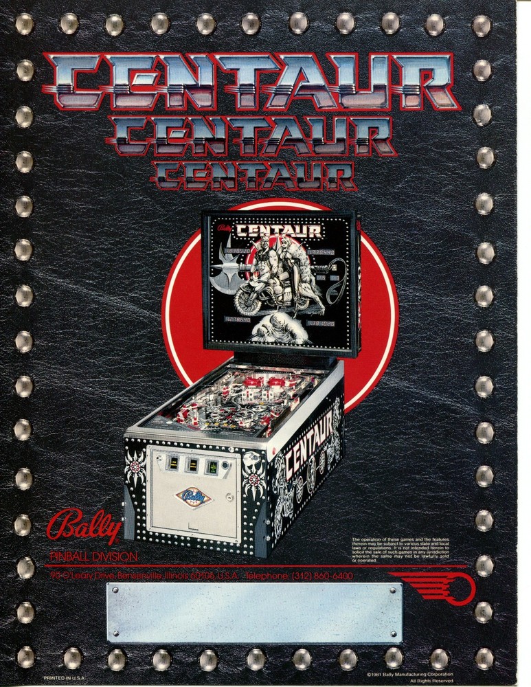 Centaur Bally Pinball Flyer / Brochure / Ad - Mint