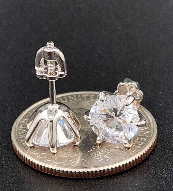 4ct Petal Screw Back Moissanite 9mm Stud Earrings Real Solid 925 Silver Men