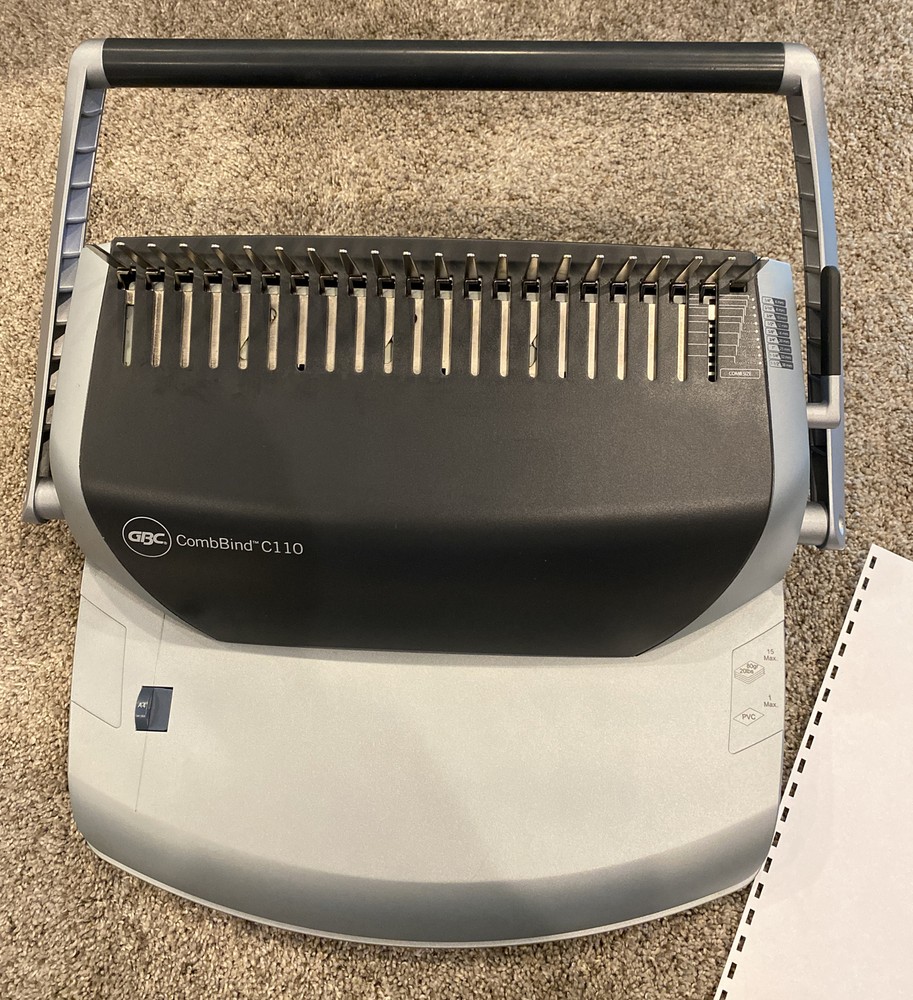 GBC CombBind LEVER ARM BINDING PUNCH COMB OFFICE MACHINE C110 BINDER BOOK MAKER