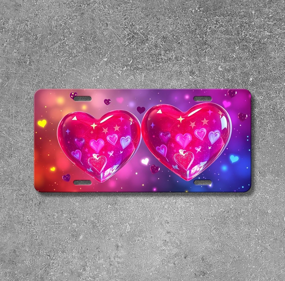 Bold Hearts License Plate Personalized Front Bumper Plate Gift Idea