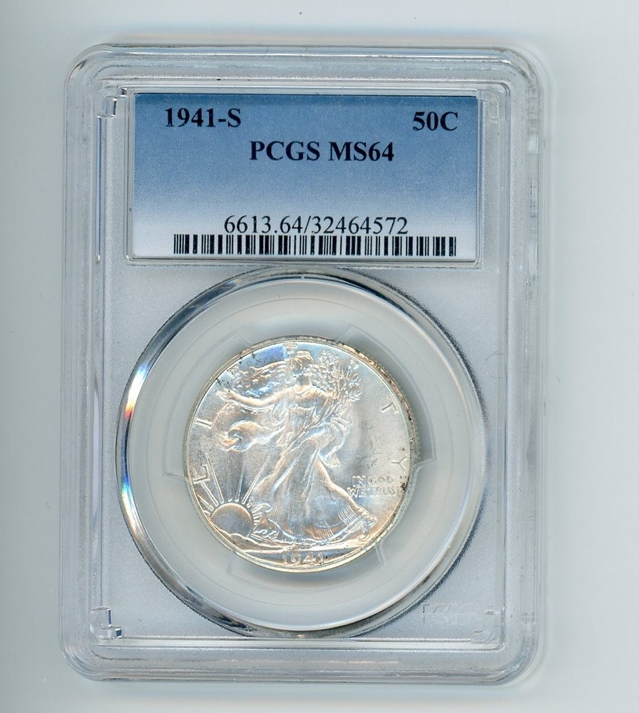 1941-S Walking Liberty US Silver Half 50c PCGS MS-64