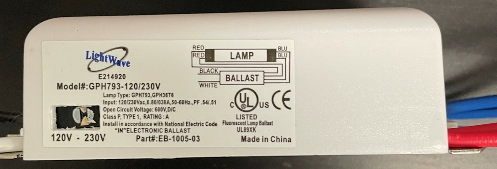 Lightwave EB-1005-03 UV-C Electronic Ballast Replacement